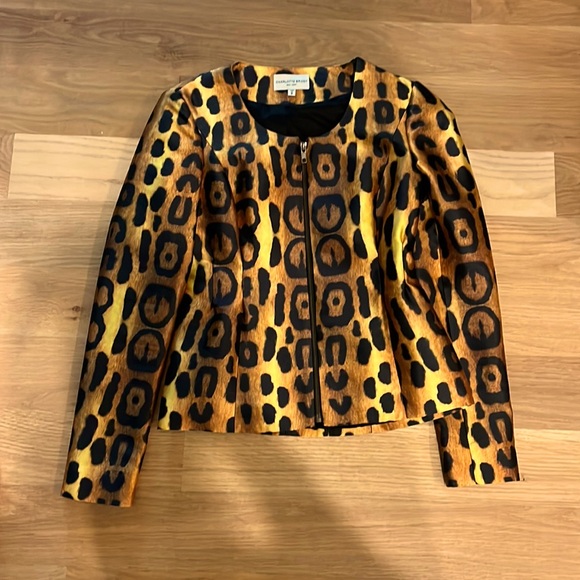 Charlotte Brody pleated jacquard leopard print blazer - Picture 1 of 4